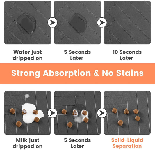 Pet Feeding Mat-Absorbent Pet Placemat for Food and Water Bowl, with Waterproof Rubber Backing, Quick Dry Water Dispenser Mat for Dog and Cat