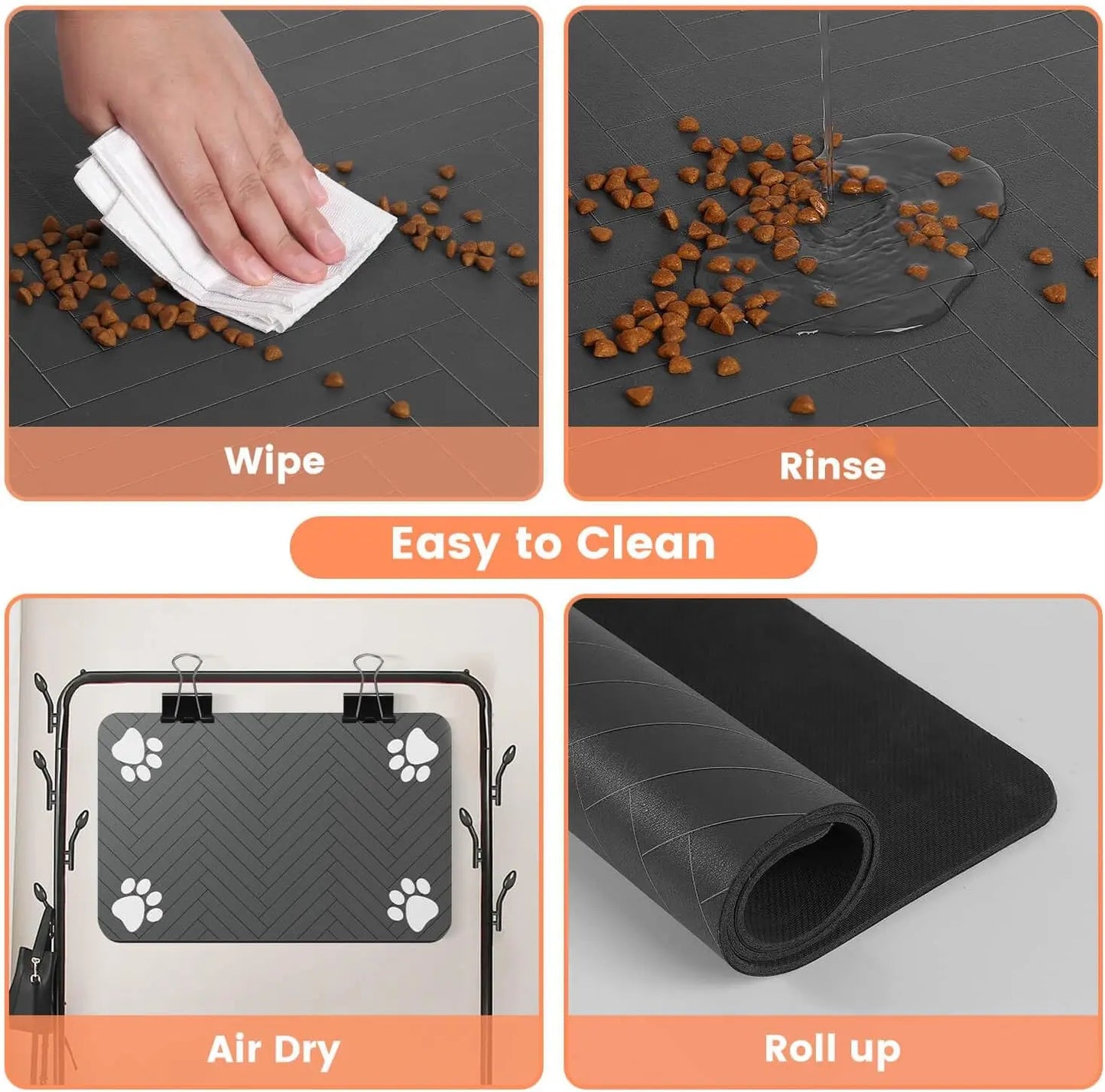 Pet Feeding Mat-Absorbent Pet Placemat for Food and Water Bowl, with Waterproof Rubber Backing, Quick Dry Water Dispenser Mat for Dog and Cat