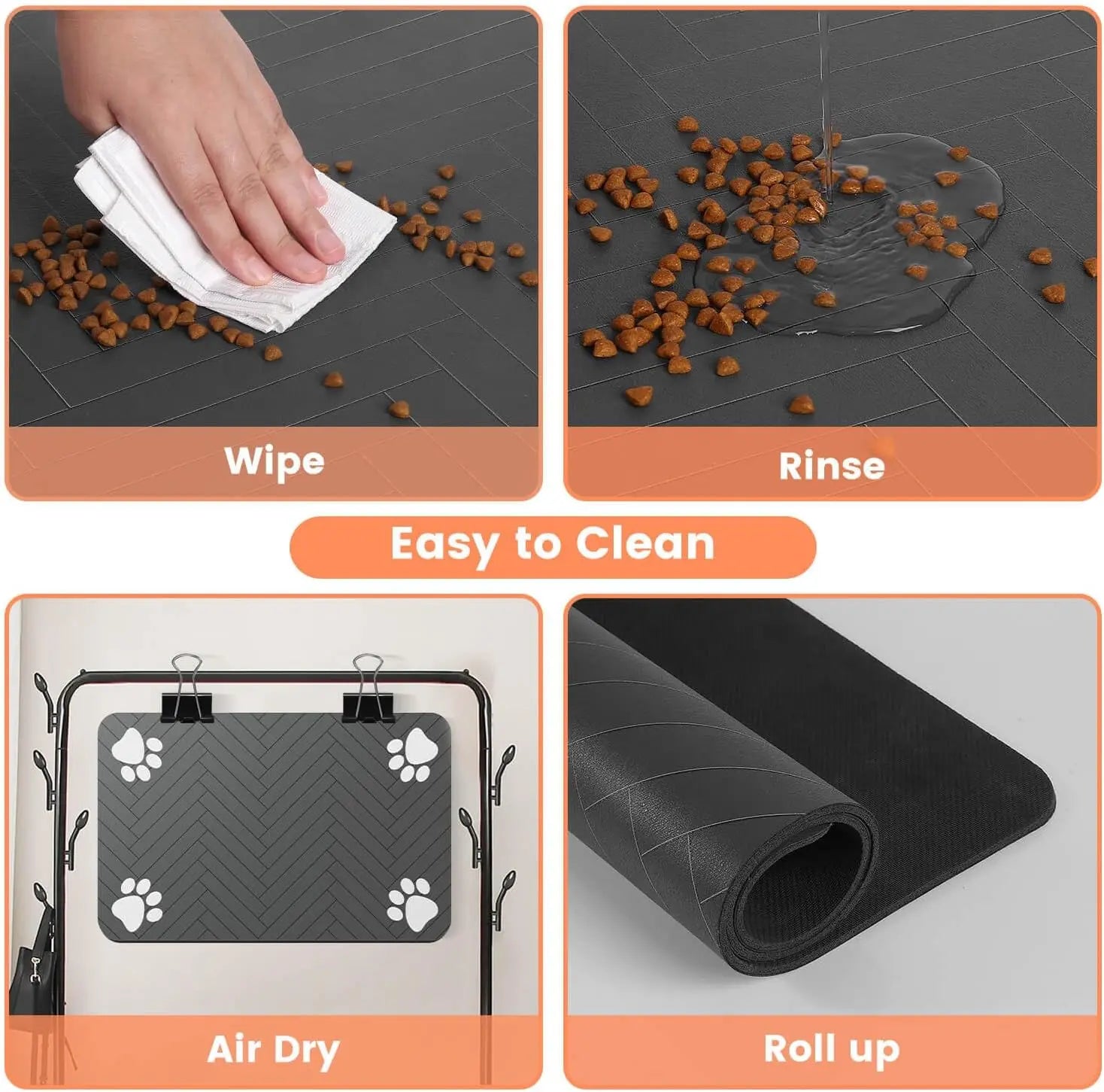 Pet Feeding Mat-Absorbent Pet Placemat for Food and Water Bowl, with Waterproof Rubber Backing, Quick Dry Water Dispenser Mat for Dog and Cat